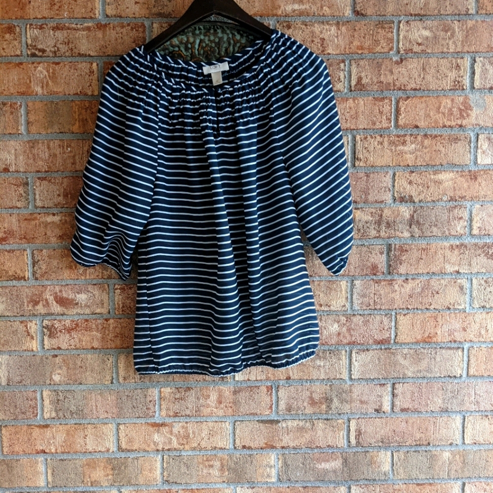 Loft Striped Off Shoulder Blouse